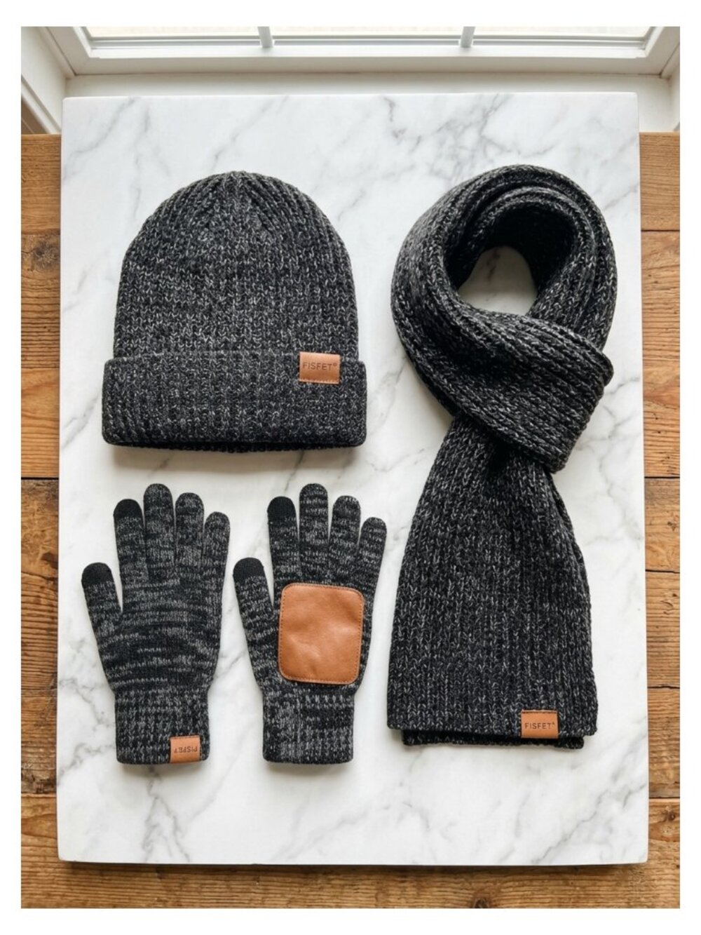 Winter Hat Scarf Gloves Set Unisex Acrylic Beanie Touchscreen for Cold Weather